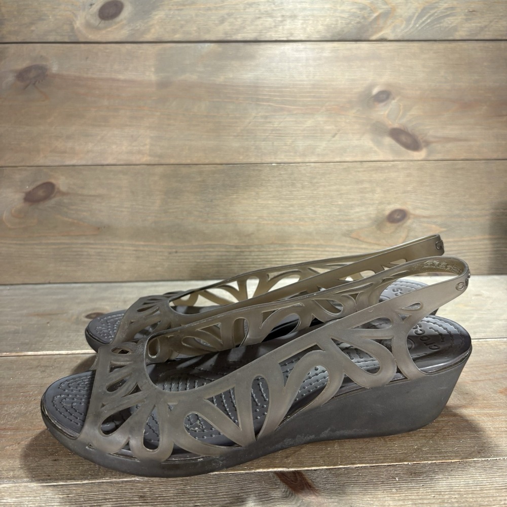 croc adrina III mini wedge womens size 9 shoes brown slingback comfort sandals